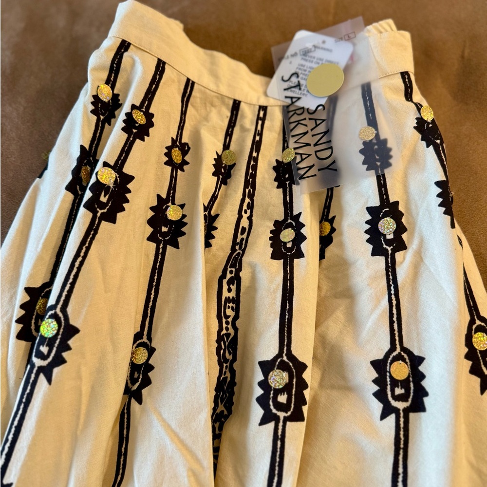 Sandy Arkman Cream and Black Women's Boho Sequin Skirt - Picture 3 of 7